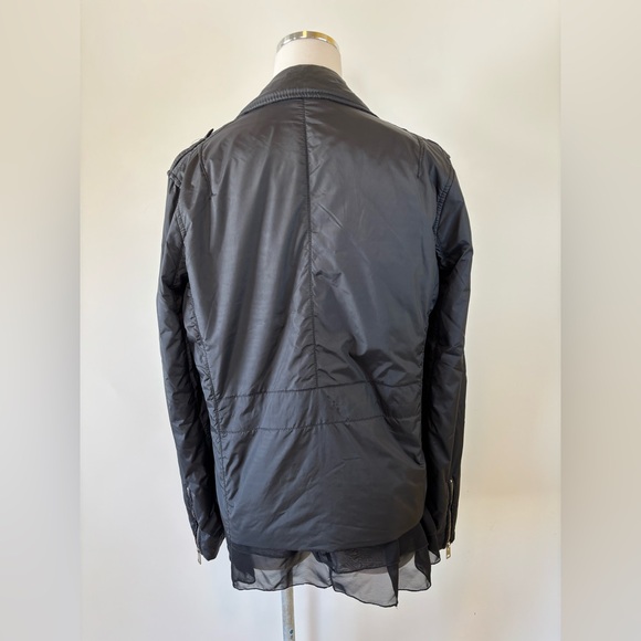 All Saints Black Grunge Asymmetric Biker Rocker Jacket - Picture 3 of 3